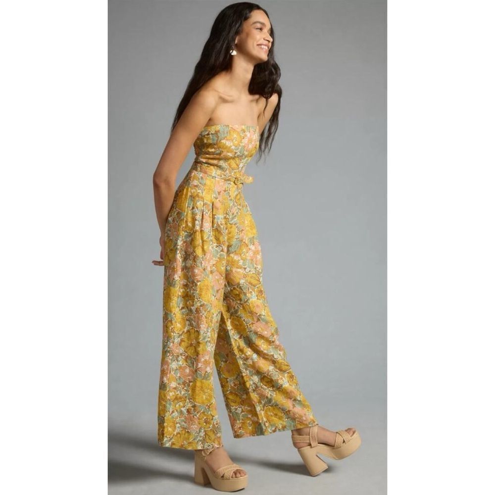 FAITHFULL THE BRAND Alegrias Linen Jumpsuit in Junie Floral Print Size S